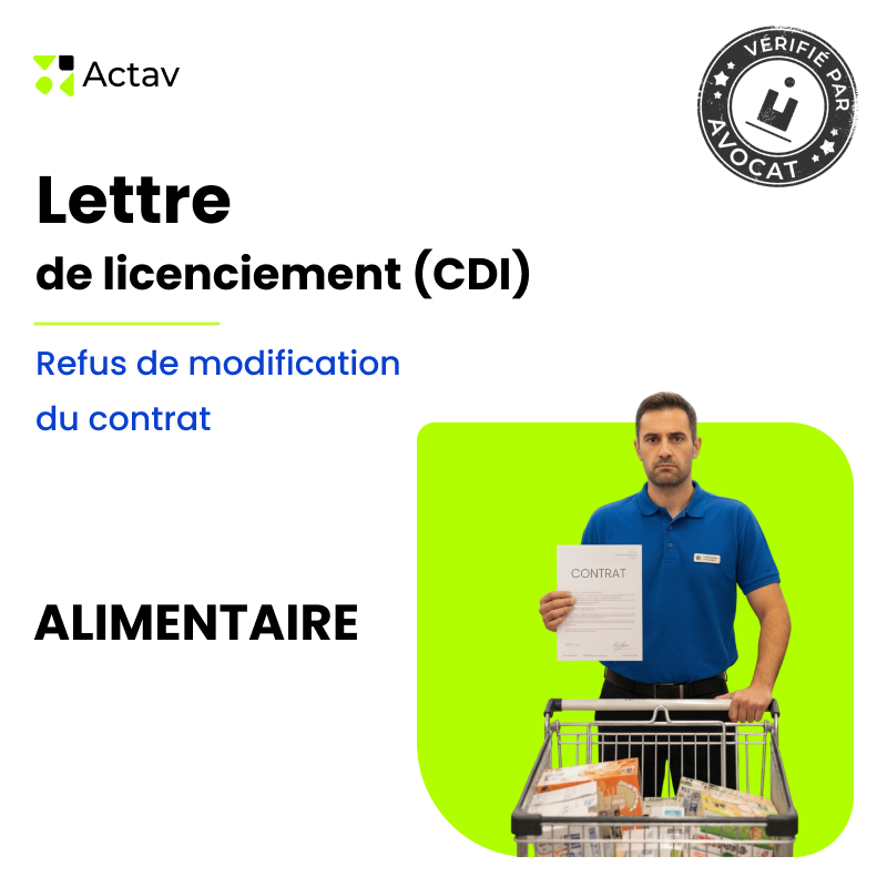 Lettre de licenciement pour motif économique - Refus de modification du contrat de travail - Alimentaire