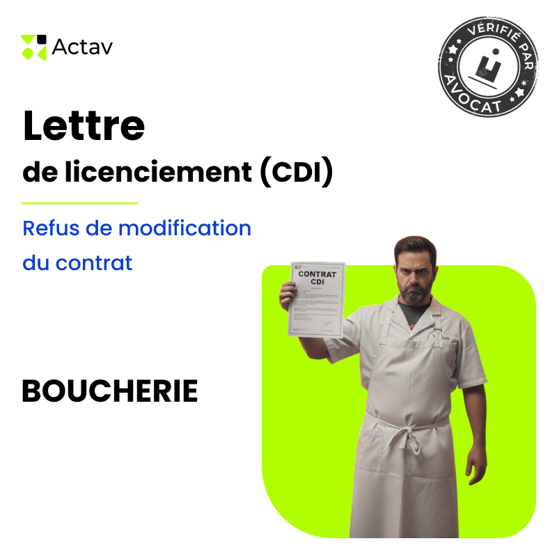 Lettre de licenciement pour motif économique - Refus de modification du contrat de travail - Boucherie