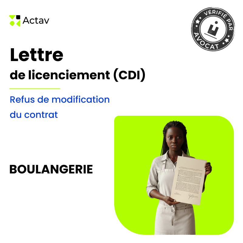 Lettre de licenciement pour motif économique - Refus de modification du contrat de travail - Boulangerie