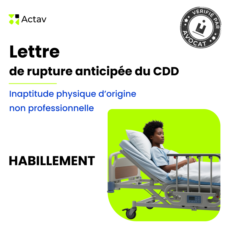 Lettre de rupture anticipée d'un CDD pour inaptitude physique non professionnelle - Habillement