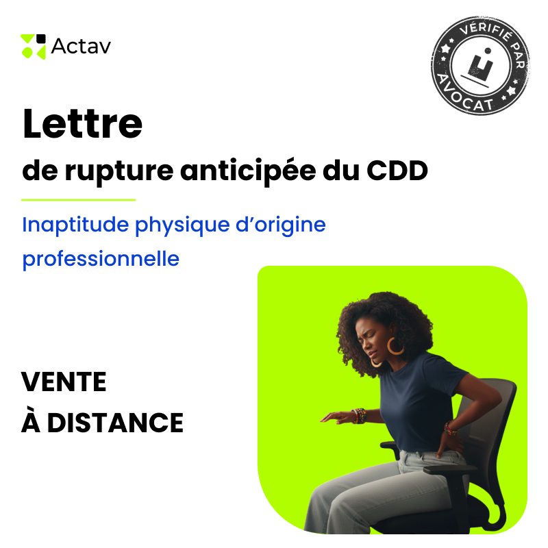 Lettre de rupture anticipée d'un CDD pour inaptitude physique d'origine professionnelle - E-commerce