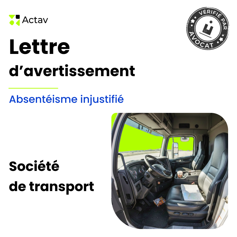 Lettre d'avertissement pour absences non justifiées - Société de transport