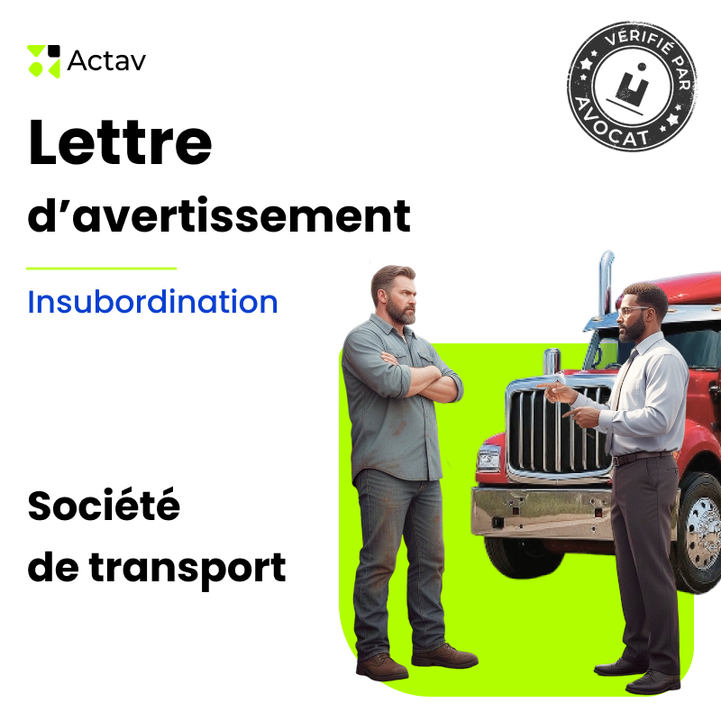 Lettre d'avertissement pour insubordination – Société de transport