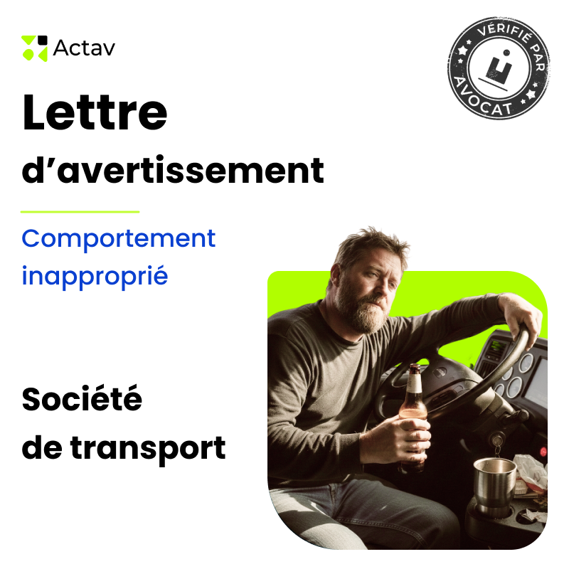 Lettre d'avertissement pour comportement inapproprié – Société de transport