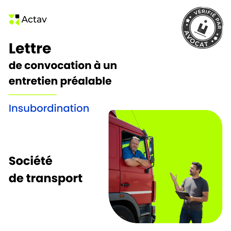 Lettre de convocation à un entretien préalable pour insubordination - Société de transport