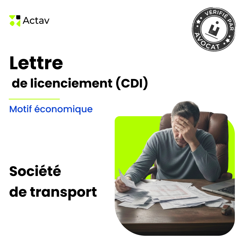 Lettre de licenciement pour motif économique (CDI) - Société de transport