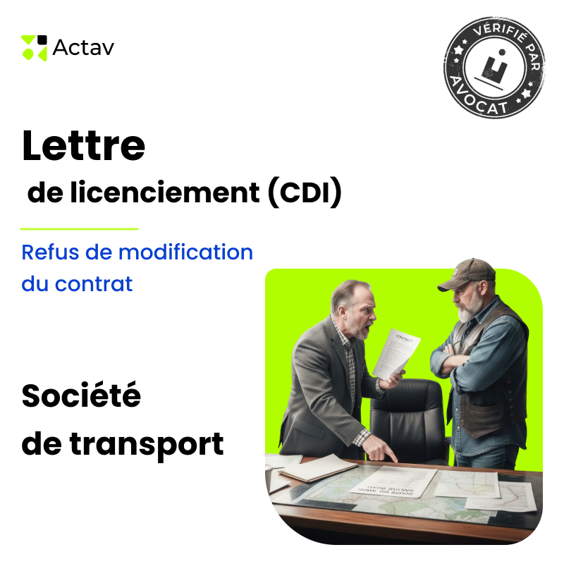Lettre de licenciement pour motif économique - Refus de modification du contrat de travail - Société de transport
