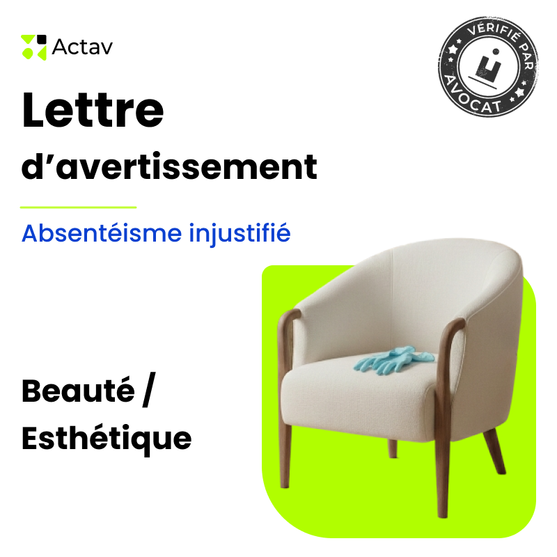 Lettre d'avertissement pour absences non justifiées (Beauté/ Esthétique)
