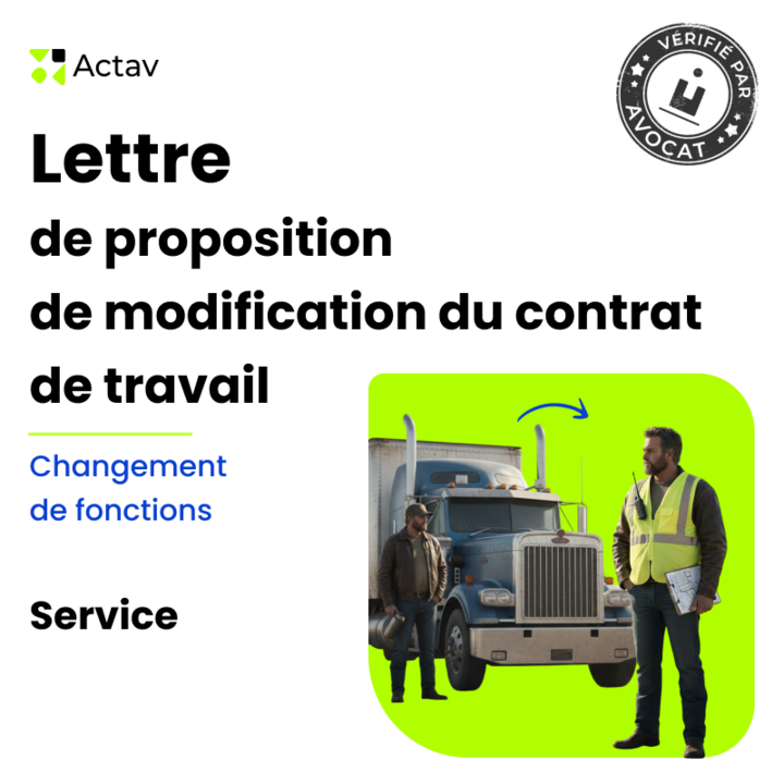 Lettre de proposition de la modification du contrat de travail - Changement de fonctions - Services
