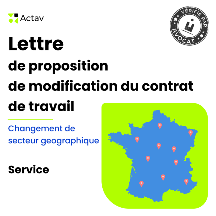 Lettre de proposition de la modification du contrat de travail - Changement du secteur géographique- Services