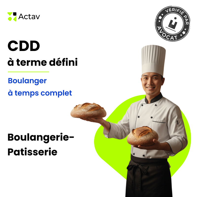 Modèle de CDD à terme défini pour boulanger (H/F) - Temps complet - Boulangerie-Pâtisserie