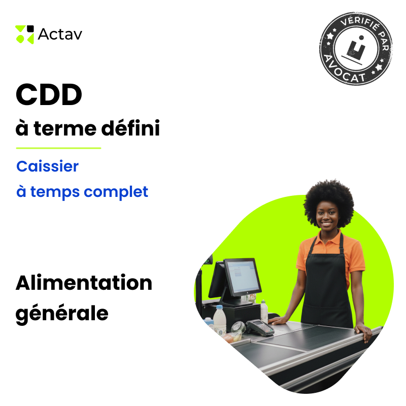 Modèle de CDD à terme défini pour caissier (H/F) - Temps complet - Alimentation
