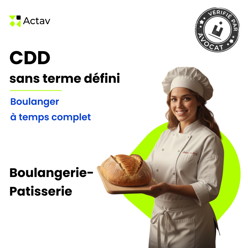 Modèle de CDD sans terme défini pour boulanger (H/F) - Temps complet - Boulangerie-Pâtisserie