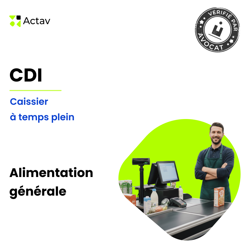 Modèle de CDI à temps plein pour caissier (H/F) - Alimentation