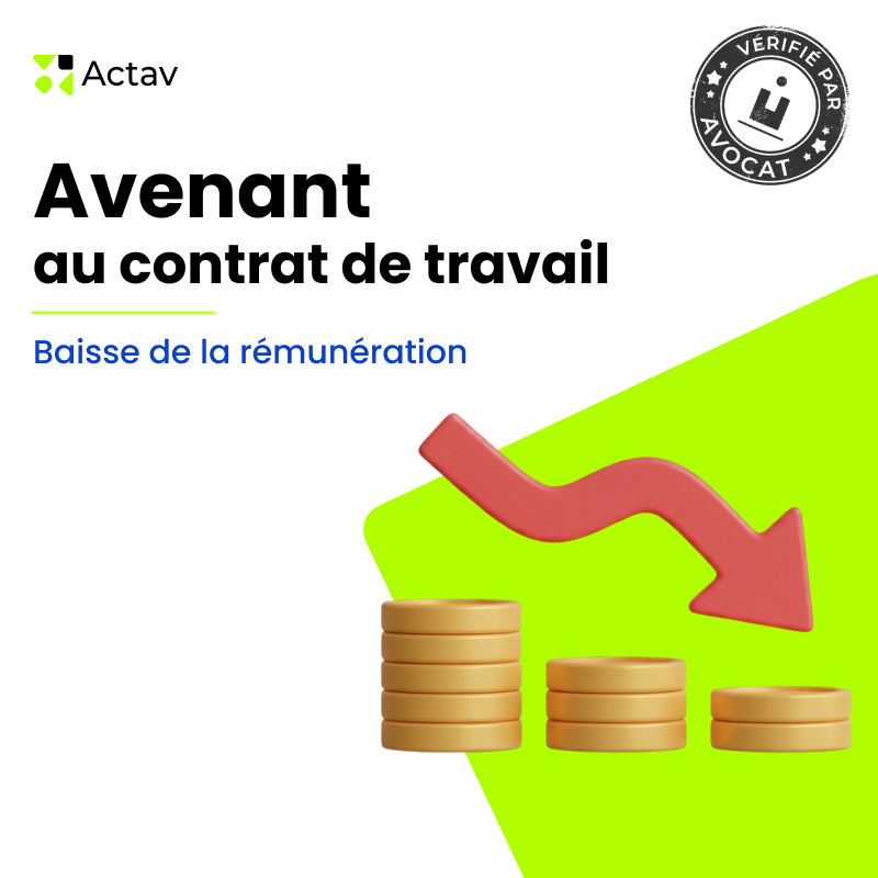 Avenant au contrat de travail- Baisse de la rémunération