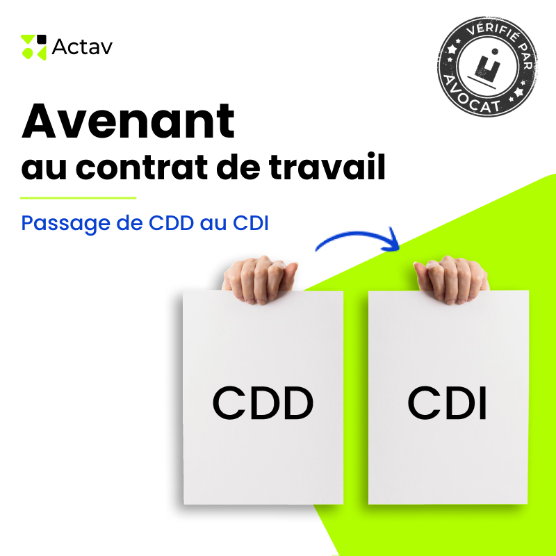 Avenant au contrat de travail- Passage de CDD au CDI