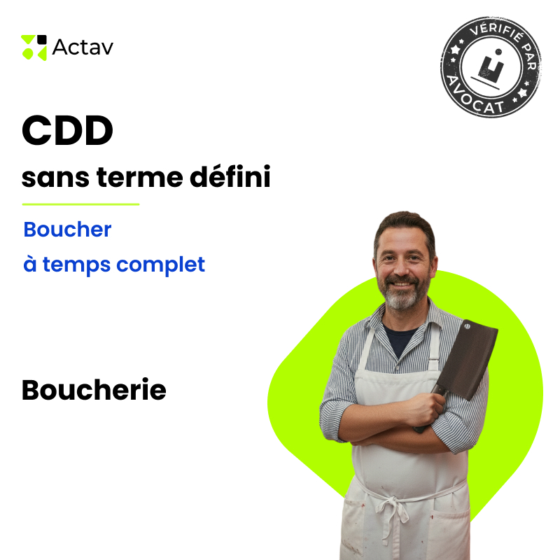 Modèle de CDD sans terme défini pour boucher (H/F) - Temps complet - Boucherie