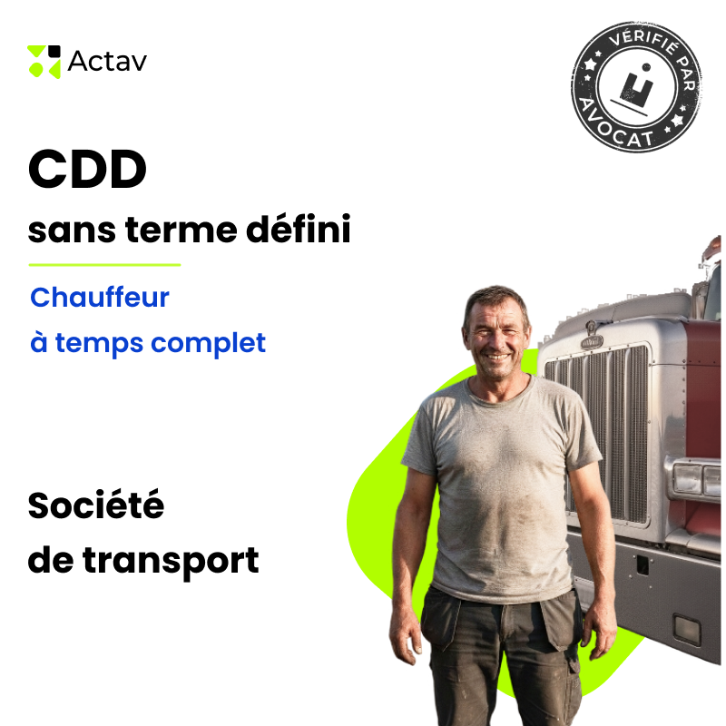 Modèle de CDD sans terme défini pour Chauffeur routier ( H/F) - Temps complet - Services