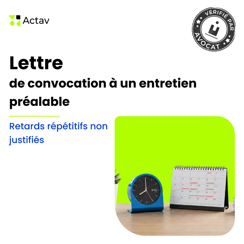 Lettre de convocation à un entretien préalable pour retards répétitifs non justifiés