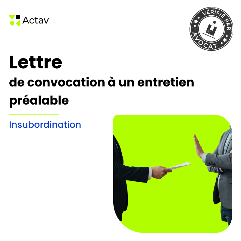 Lettre de convocation à un entretien préalable pour insubordination