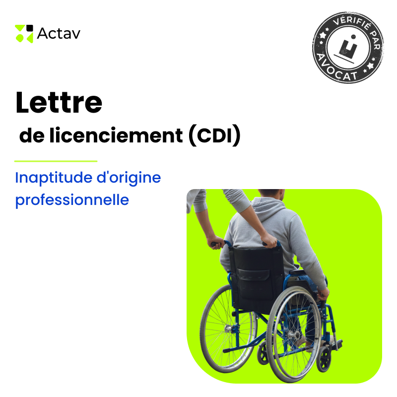 Lettre de licenciement pour inaptitude d'origine professionnelle - CDI