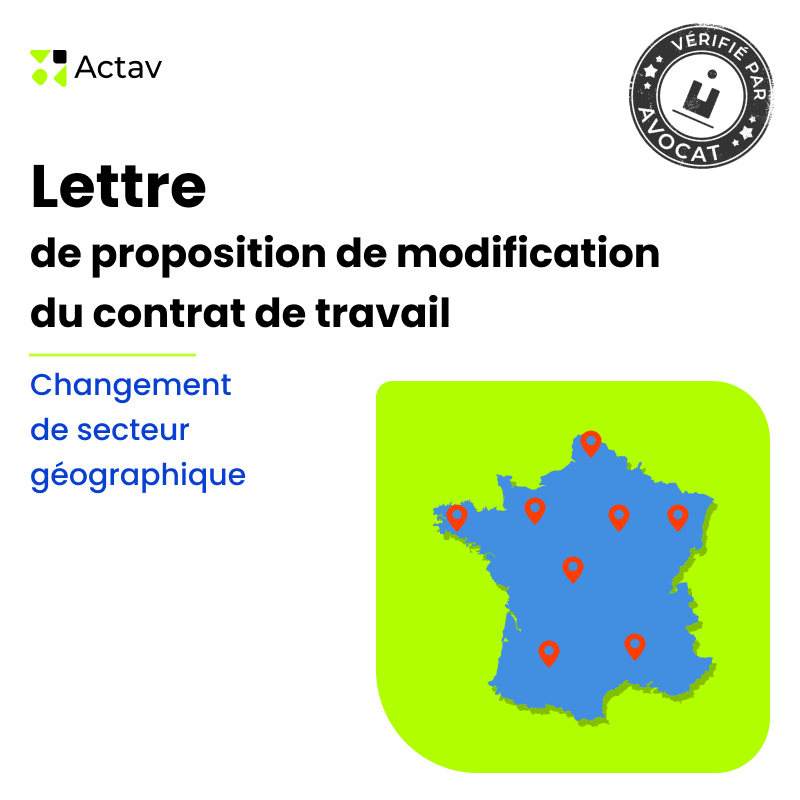 Lettre de proposition de modification du contrat de travail - Changement de secteur géographique
