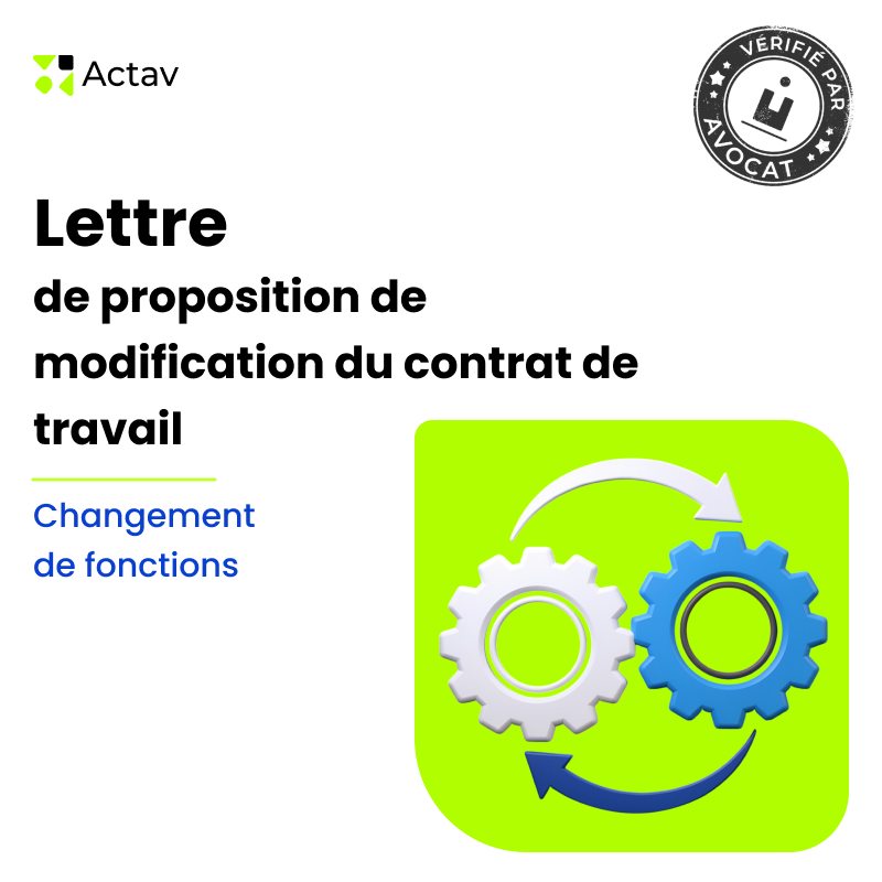 Lettre de proposition de modification du contrat de travail - Changement de fonctions