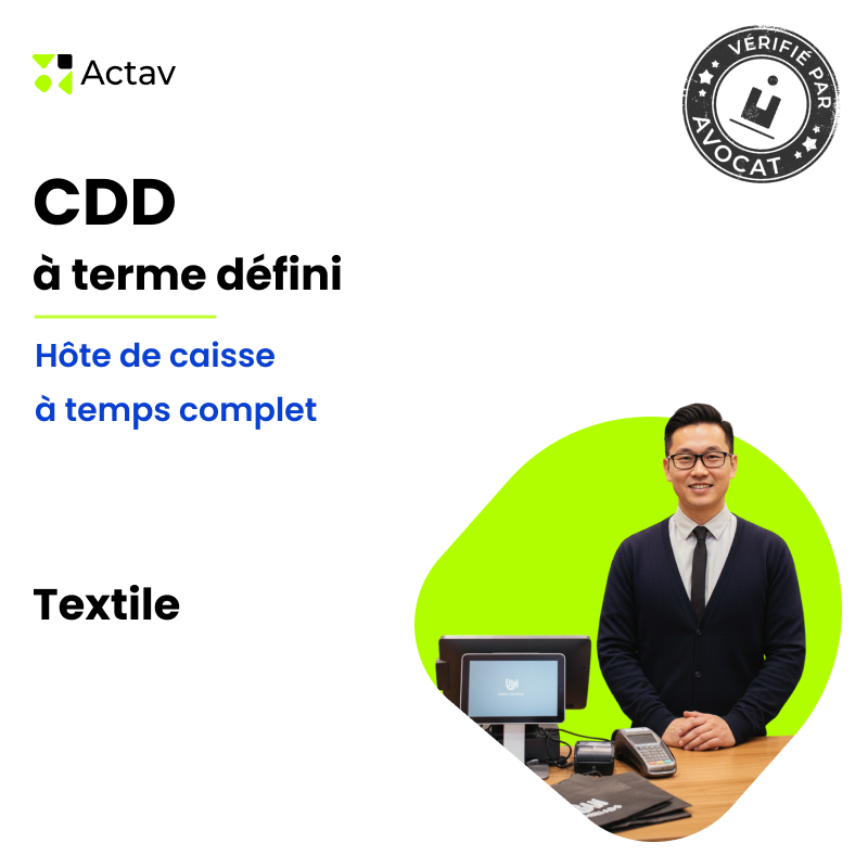 Modèle de CDD à terme défini pour hôte de caisse (H/F) - Temps complet - Textile