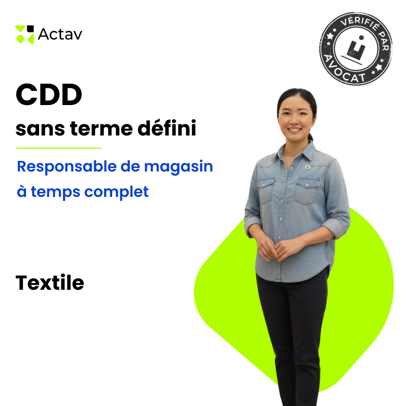 Modèle de CDD sans terme défini pour responsable de magasin (H/F) - Temps complet - Textile