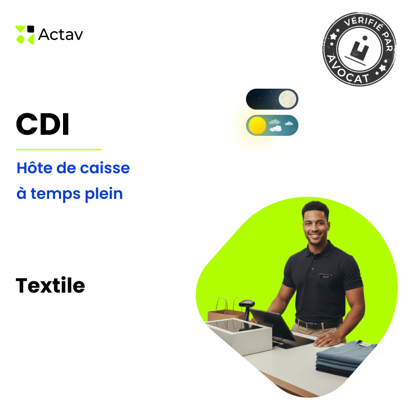 Modèle de CDI à temps plein pour hôte de caisse (H/F) - Textile