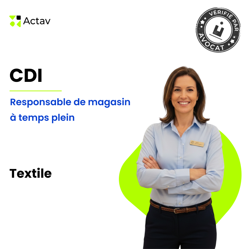 Modèle de CDI à temps plein pour responsable de magasin (H/F) - Textile