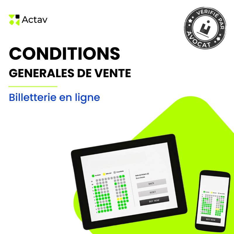 Conditions générales de vente — Billetterie en ligne — modèle Actav