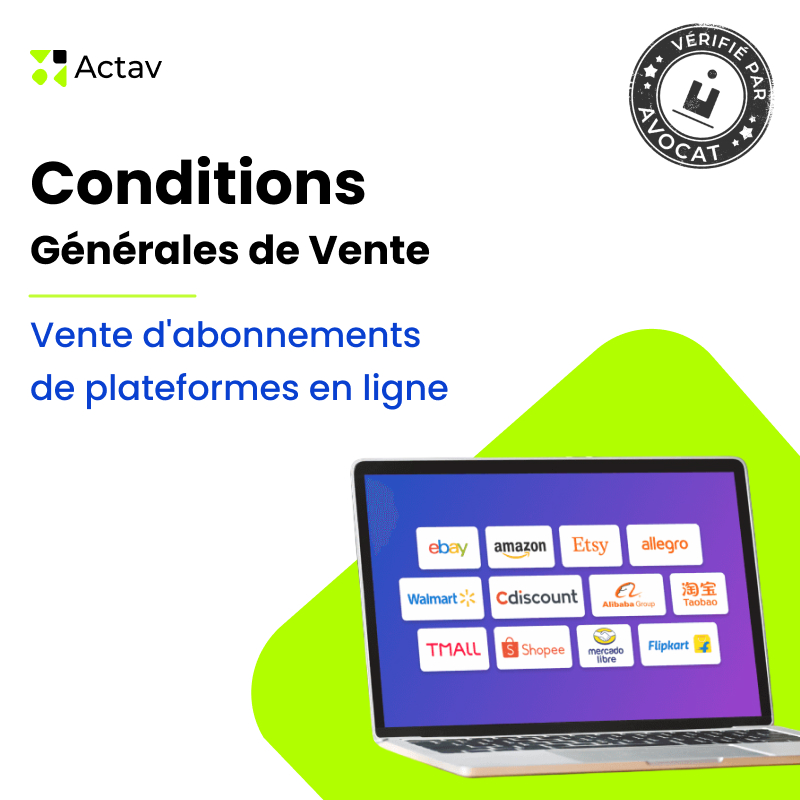 Conditions générales de vente — Abonnements plateforme en ligne — modèle Actav