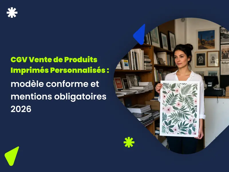 CGV produits imprimés personnalisés 2026 : modèle officiel, BAT, fichier client et mentions obligatoires par avocat Actav