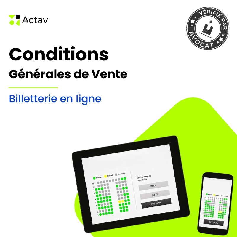 CGV Billetterie en ligne — modèle rédigé par avocat Actav, format Word modifiable