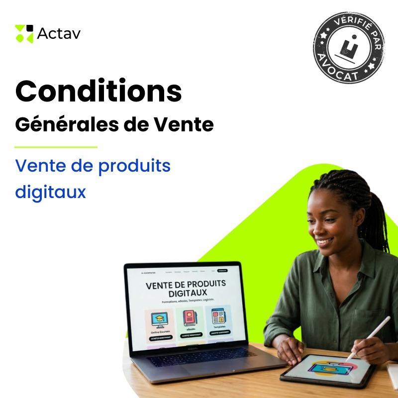 CGV Produits digitaux et contenus numériques — modèle rédigé par avocat Actav, format Word modifiable
