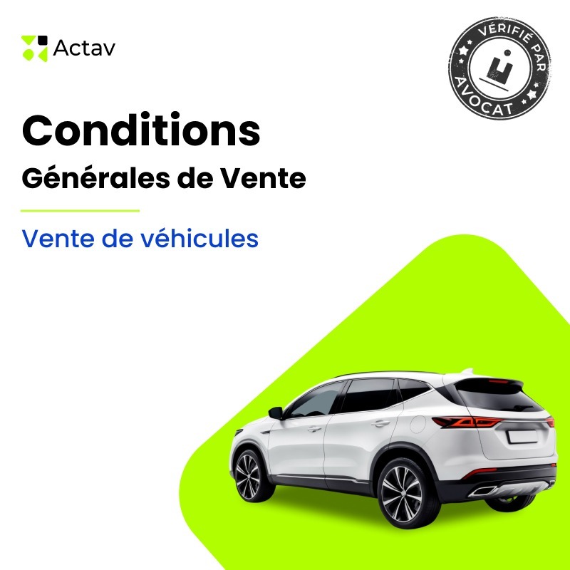 CGV achat revente voiture — modèle rédigé par avocat Actav, format Word modifiable