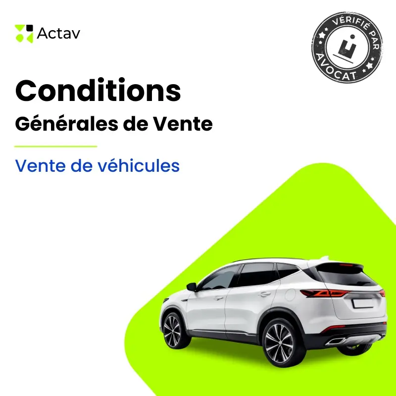 CGV achat revente voiture — modèle rédigé par avocat Actav, format Word modifiable
