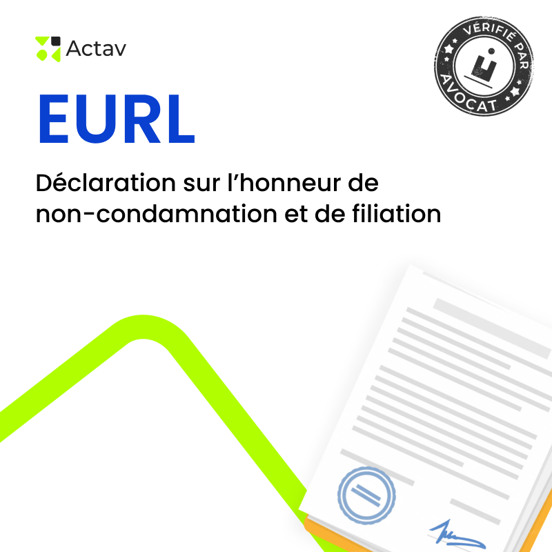 Attestation de non-condamnation word — EURL — modèle officiel rédigé par avocat Actav, fichier Word .docx