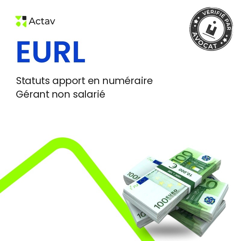 EURL – Statuts – apport en numéraire – gérant non salarié