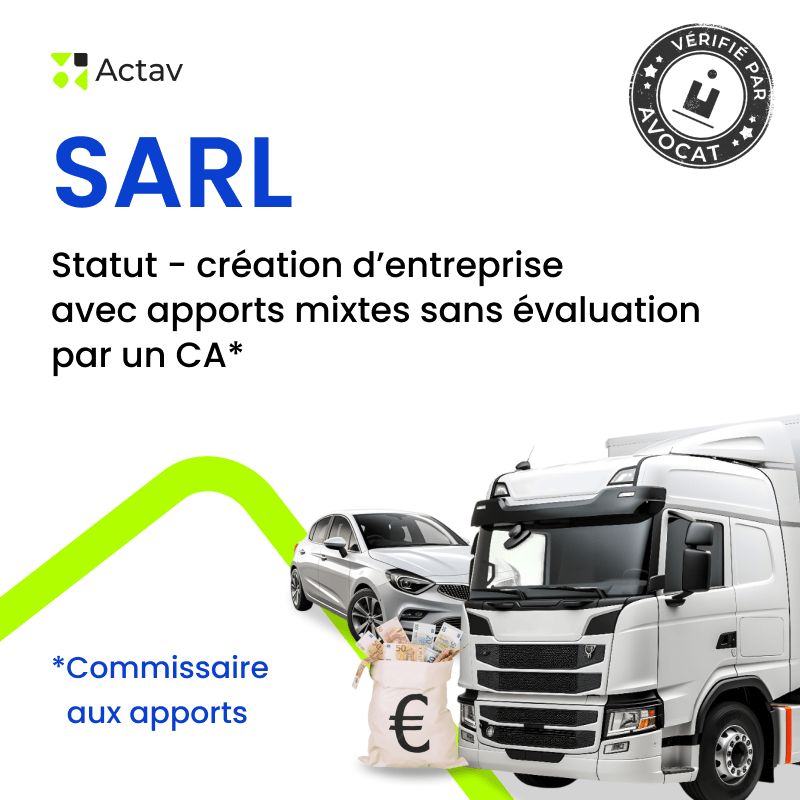 SARL – Statuts apport mixte sans commissaire aux apports — modèle rédigé par avocat Actav, format Word modifiable