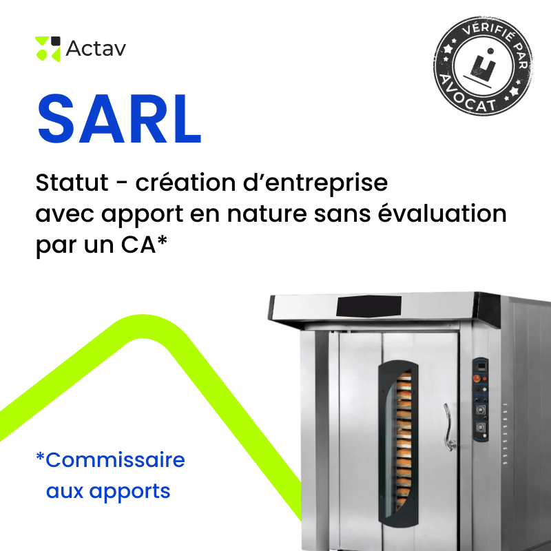 SARL – Statuts apport en nature sans commissaire aux apports — modèle rédigé par avocat Actav, format Word modifiable