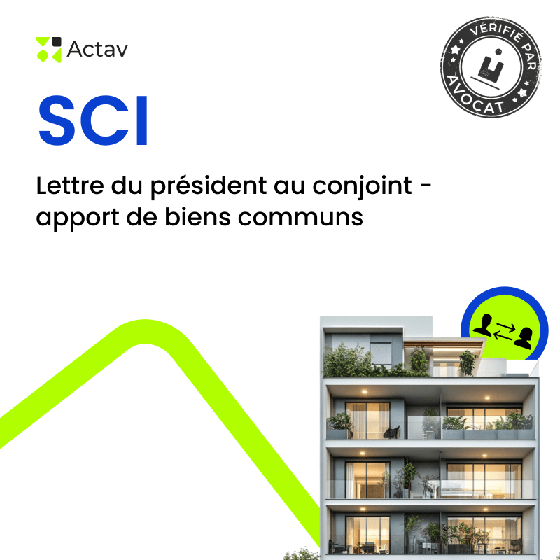 SAS – Lettre du président au conjoint – apport de biens — modèle rédigé par avocat Actav, format Word modifiable
