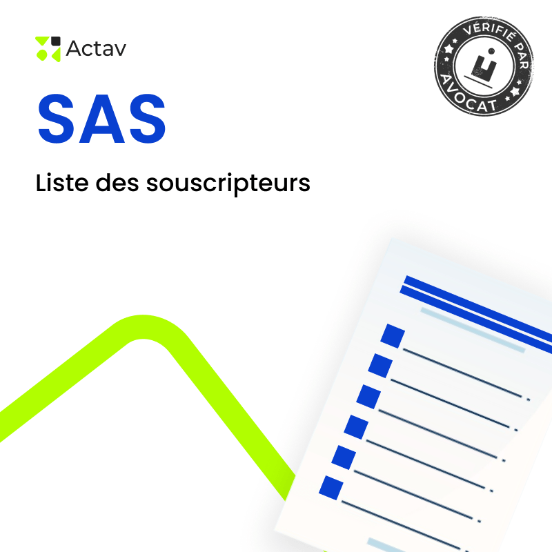 SAS – Liste des souscripteurs — modèle rédigé par avocat Actav, format Word modifiable