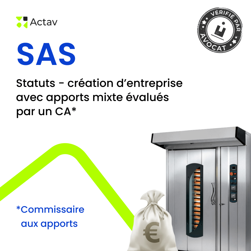 SAS – Statuts apport mixte avec commissaire aux apports — modèle rédigé par avocat Actav, format Word modifiable