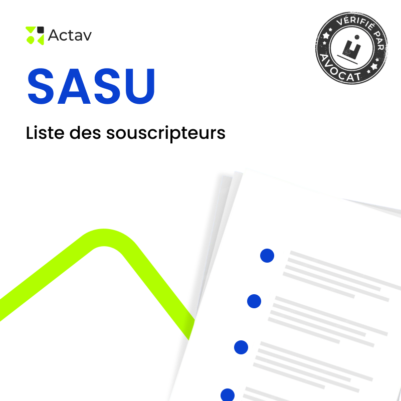 SASU – Liste des souscripteurs — modèle rédigé par avocat Actav, format Word modifiable