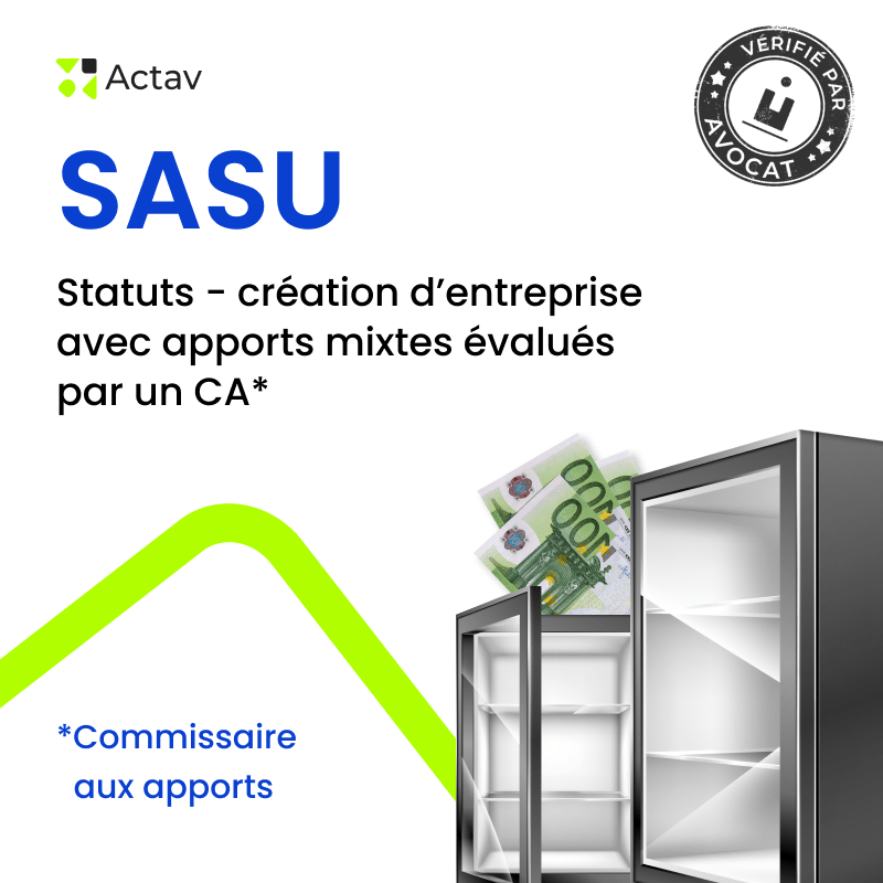 SASU – Statuts apport mixte avec commissaire aux apports — modèle rédigé par avocat Actav, format Word modifiable