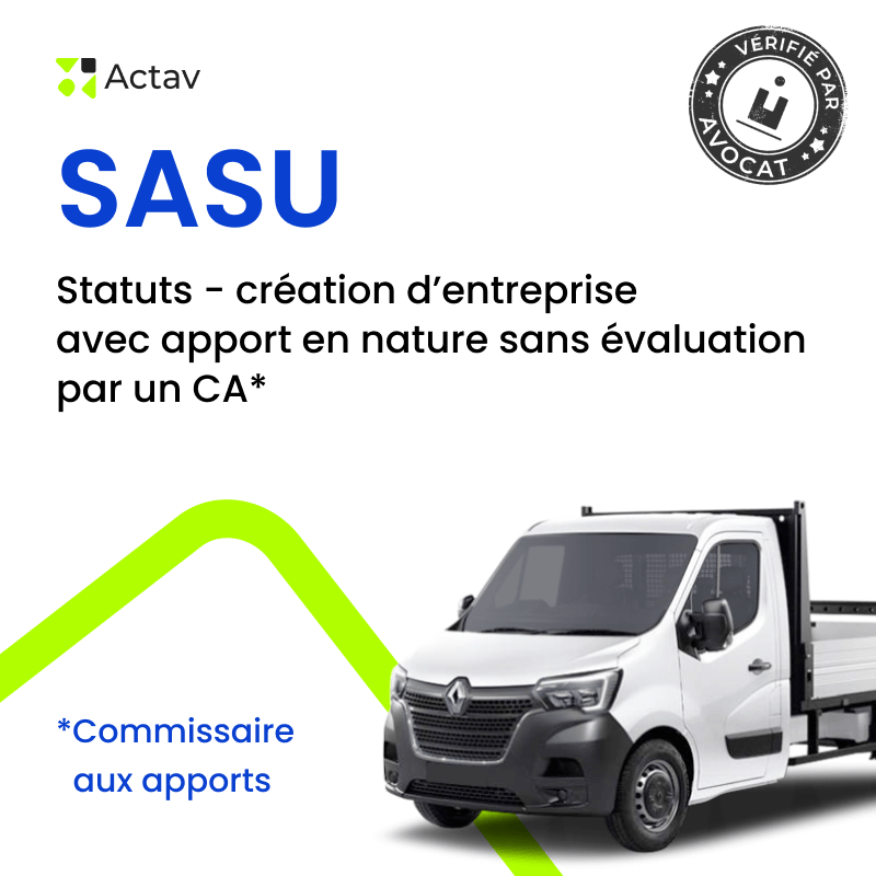 SASU – Statuts apport en nature sans commissaire aux apports — modèle rédigé par avocat Actav, format Word modifiable