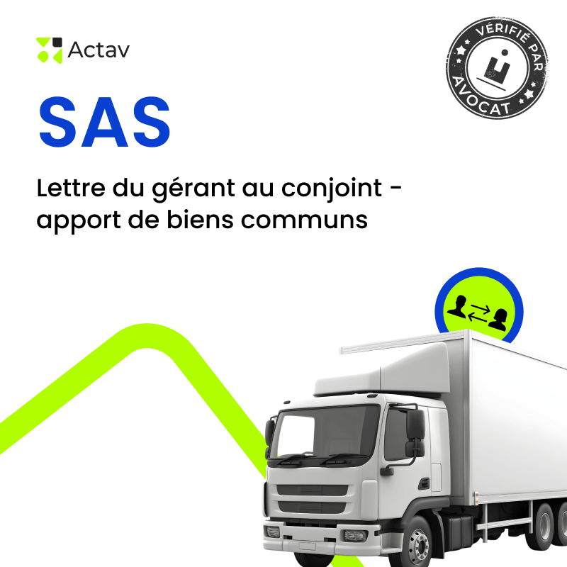 SCI – Lettre du gérant au conjoint – apport de biens co — modèle rédigé par avocat Actav, format Word modifiable