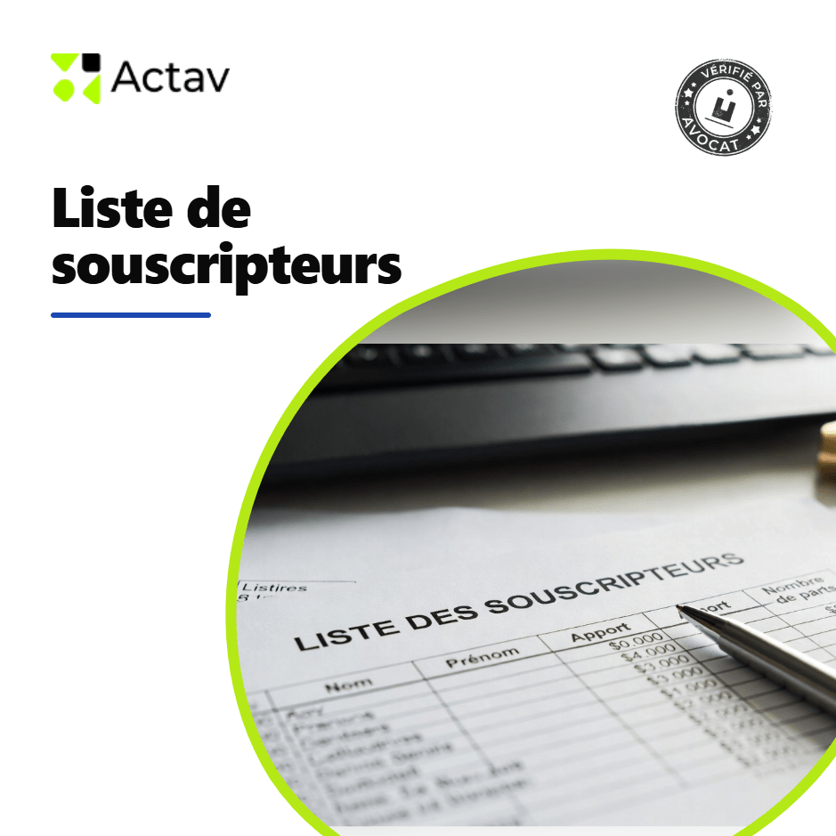 Modèle de liste des souscripteurs à télécharger